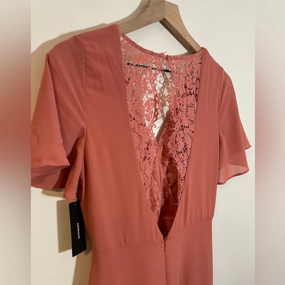 NWT Longing for You Rose Lace Short Flutter Sleeve Maxi Dress Size Medium - Picture 6 of 11